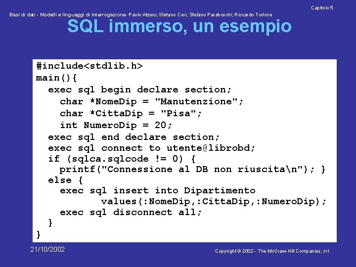 Capitolo 5 Basi di dati - Modelli e linguaggi di interrogazione- Paolo Atzeni, Stefano