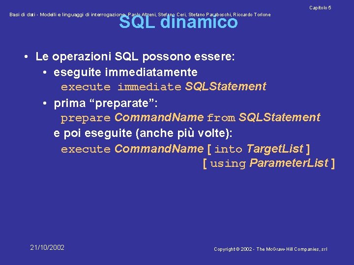 Capitolo 5 Basi di dati - Modelli e linguaggi di interrogazione- Paolo Atzeni, Stefano
