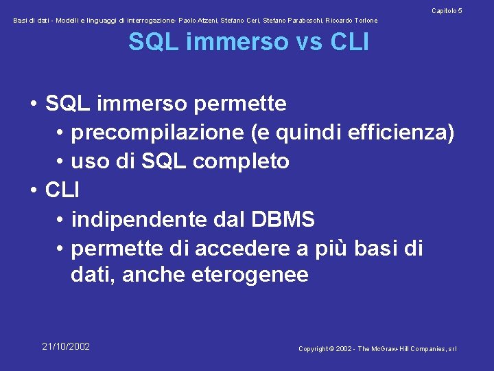Capitolo 5 Basi di dati - Modelli e linguaggi di interrogazione- Paolo Atzeni, Stefano
