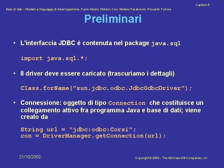 Capitolo 5 Basi di dati - Modelli e linguaggi di interrogazione- Paolo Atzeni, Stefano