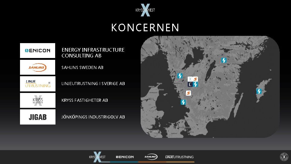 KONCERNEN ENERGY INFRASTRUCTURE CONSULTING AB SAHLINS SWEDEN AB LINJEUTRUSTNING I SVERIGE AB KRYSS FASTIGHETER