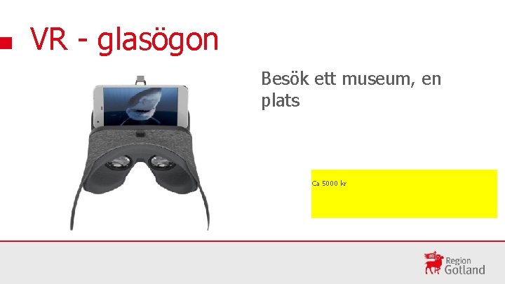 VR - glasögon Besök ett museum, en plats Ca 5000 kr 