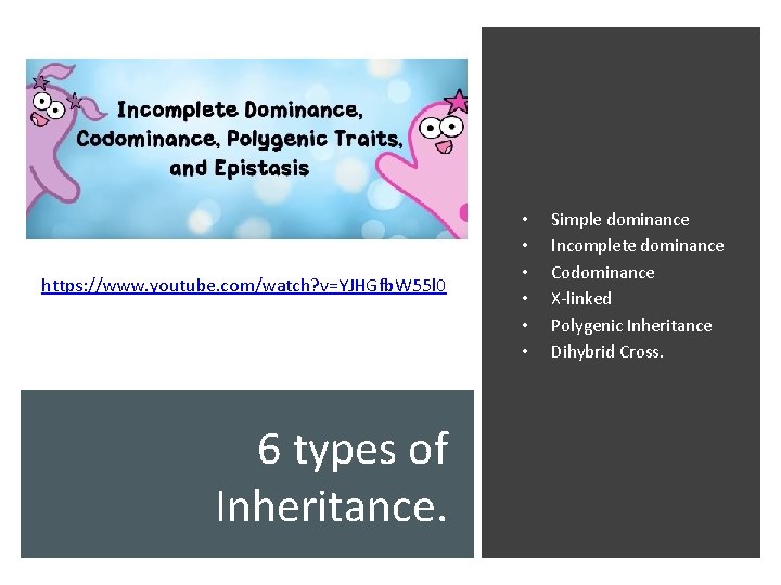 https: //www. youtube. com/watch? v=YJHGfb. W 55 l 0 6 types of Inheritance. •