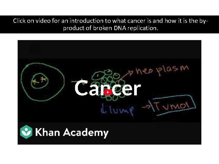 Click on video for an introduction to what cancer is and how it is