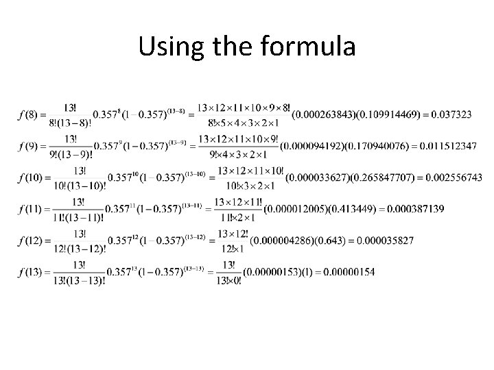 Using the formula 