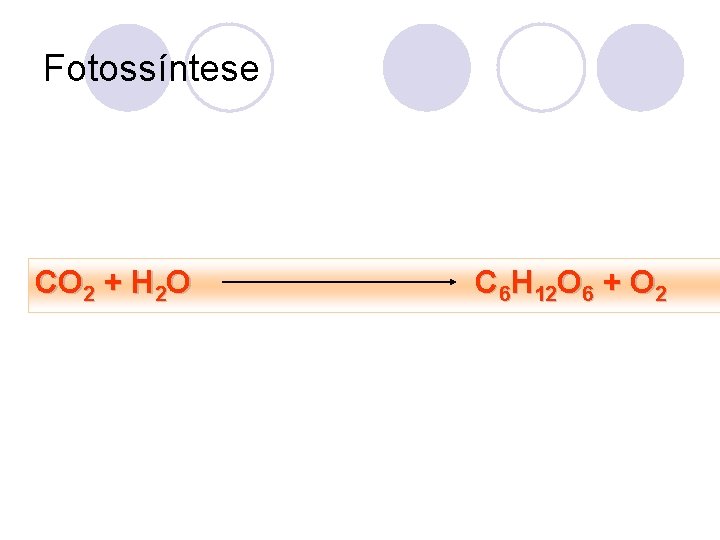 Fotossíntese CO 2 + H 2 O C 6 H 12 O 6 +