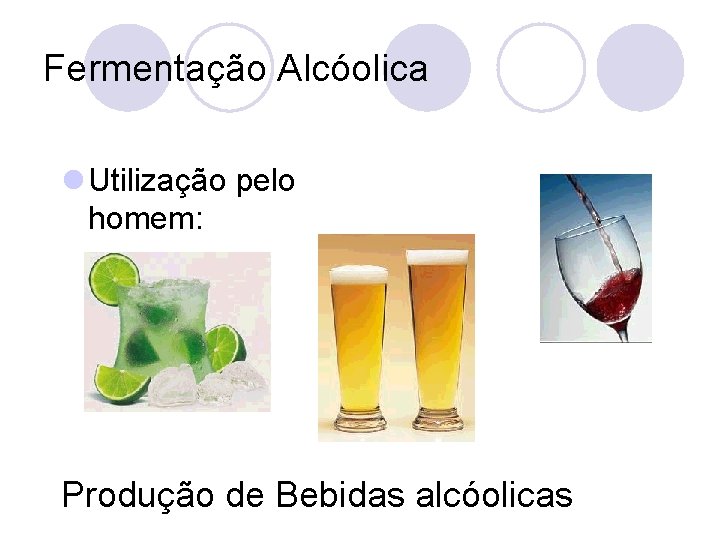 Fermentação Alcóolica l Utilização pelo homem: Produção de Bebidas alcóolicas 