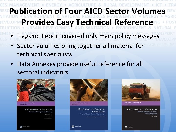 Publication of Four AICD Sector Volumes Provides Easy Technical Reference • Flagship Report covered