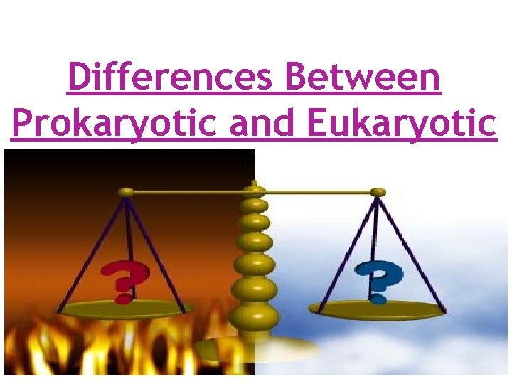 Differences Between Prokaryotic and Eukaryotic cells Differences Between Prokaryotic and Eukaryotic cells