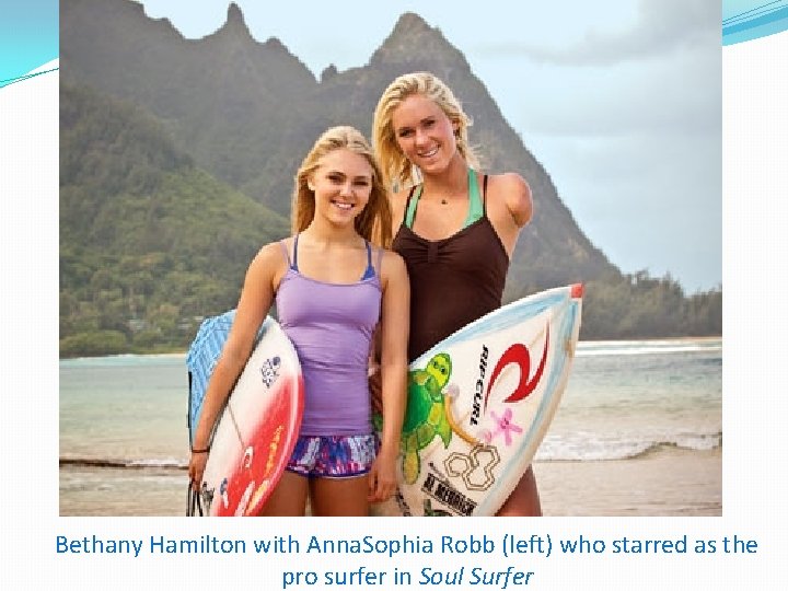 Bethany Hamilton with Anna. Sophia Robb (left) who starred as the pro surfer in
