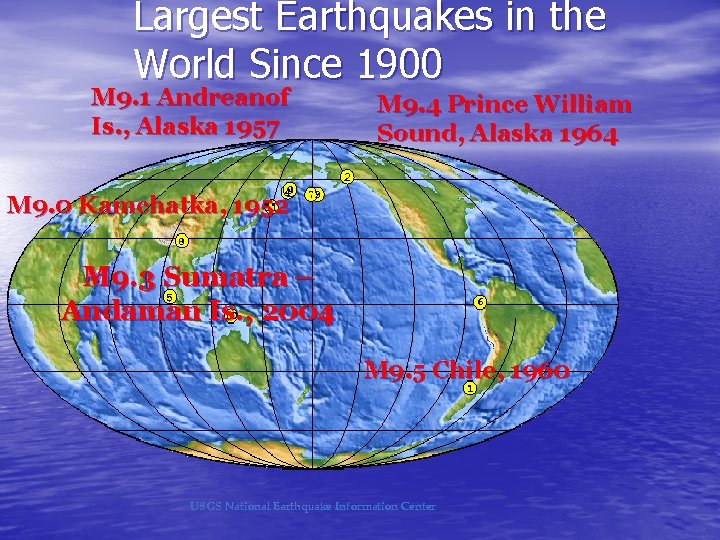 Largest Earthquakes in the World Since 1900 M 9. 1 Andreanof Is. , Alaska