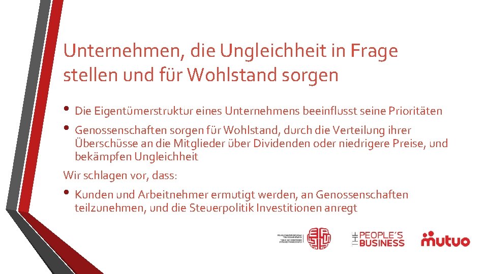 Unternehmen, die Ungleichheit in Frage stellen und für Wohlstand sorgen • Die Eigentümerstruktur eines