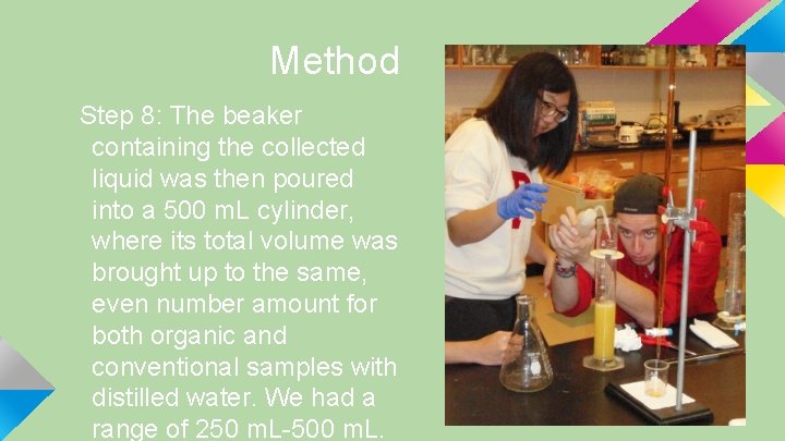 Method Step 8: The beaker containing the collected liquid was then poured into a