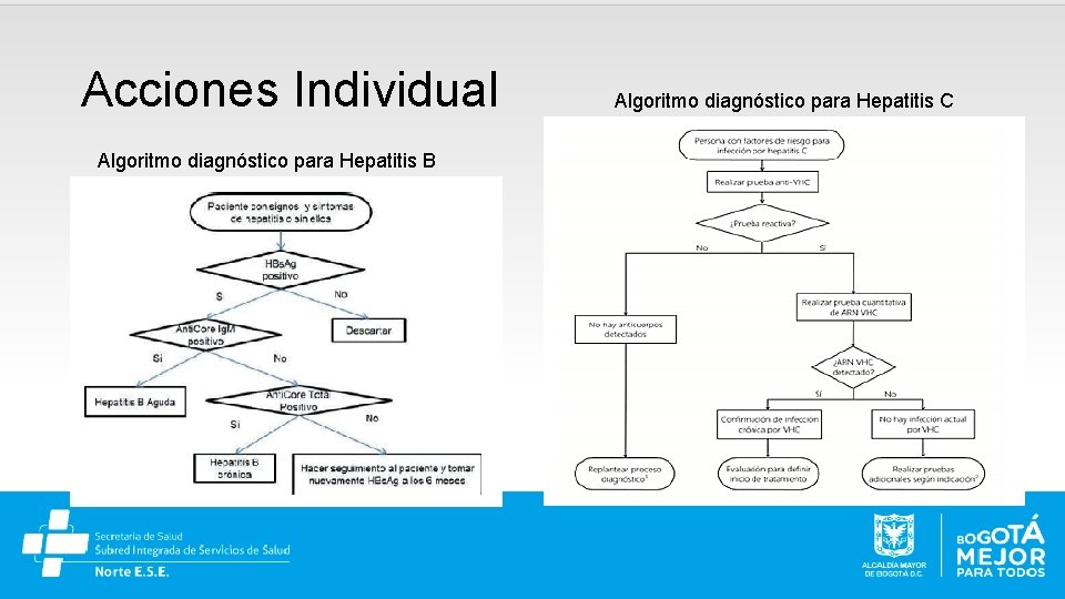 Acciones Individual Algoritmo diagnóstico para Hepatitis B Algoritmo diagnóstico para Hepatitis C 