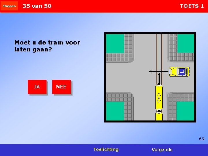 Stoppen 35 van 50 TOETS 1 L Moet u de tram voor laten gaan?
