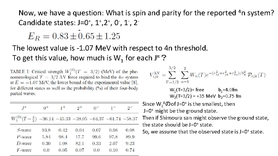 Now, we have a question: What is spin and parity for the reported 4