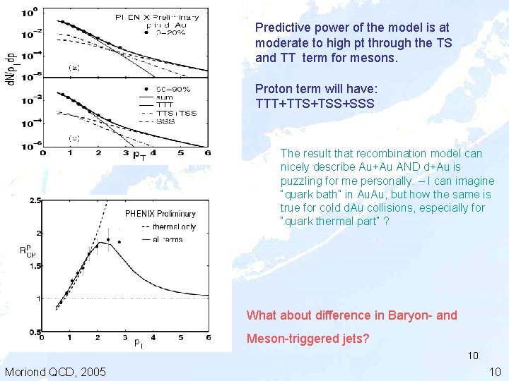 Predictive power of the model is at moderate to high pt through the TS