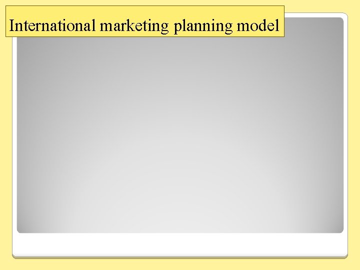 International marketing planning model 