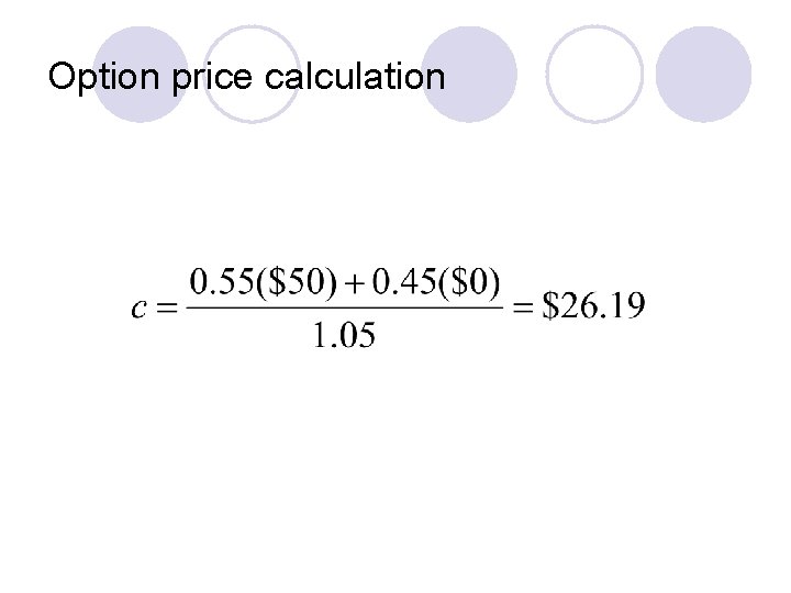 Option price calculation 