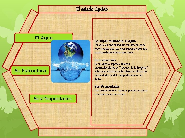 El estado liquido El Agua La súper sustancia, el agua El agua es una