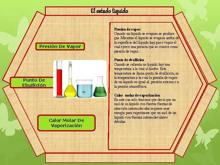 El estado liquido Presión De Vapor Presión de vapor Cuando un liquido se evapora