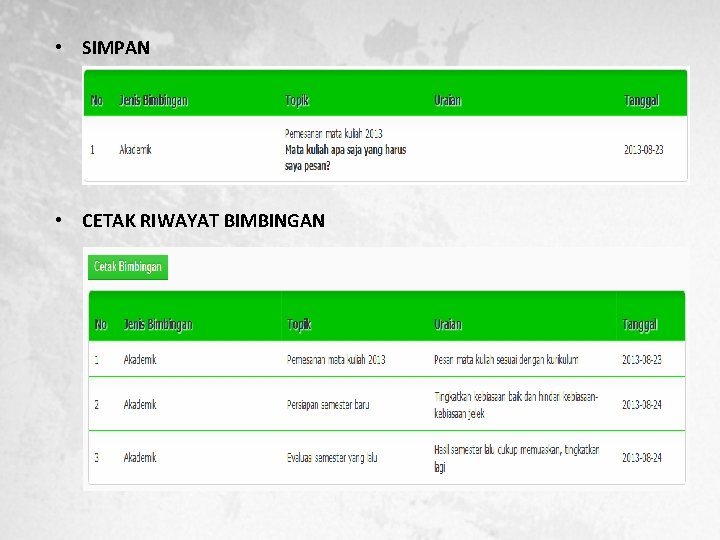  • SIMPAN • CETAK RIWAYAT BIMBINGAN 