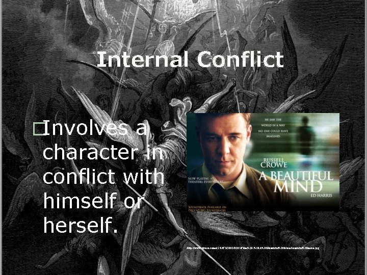 Internal Conflict �Involves a character in conflict with himself or herself. http: //www. sfrevu.