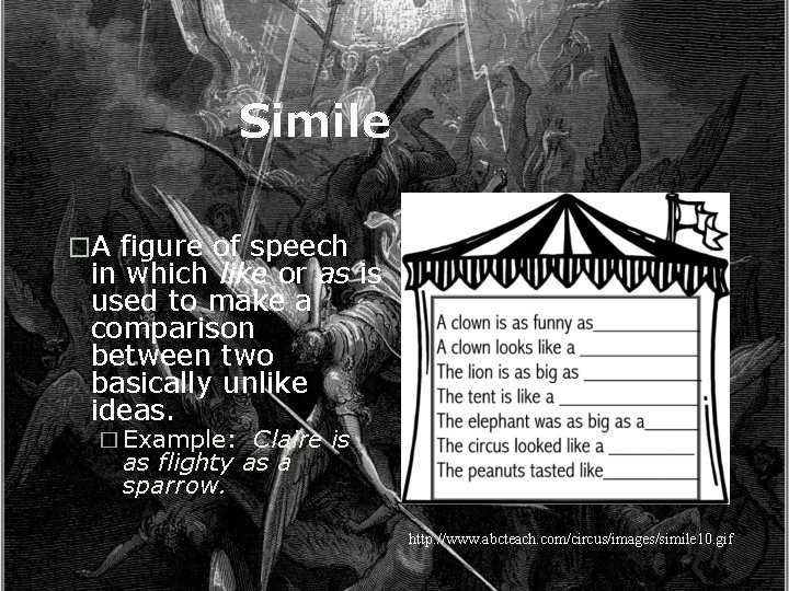 Simile �A figure of speech in which like or as is used to make