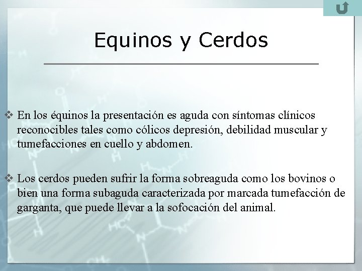 Equinos y Cerdos v En los équinos la presentación es aguda con síntomas clínicos