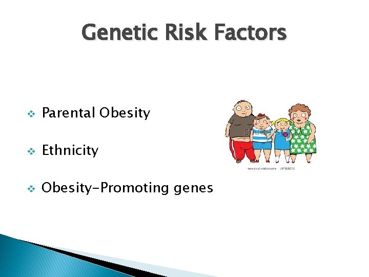 Genetic Risk Factors v Parental Obesity v Ethnicity v Obesity-Promoting genes 