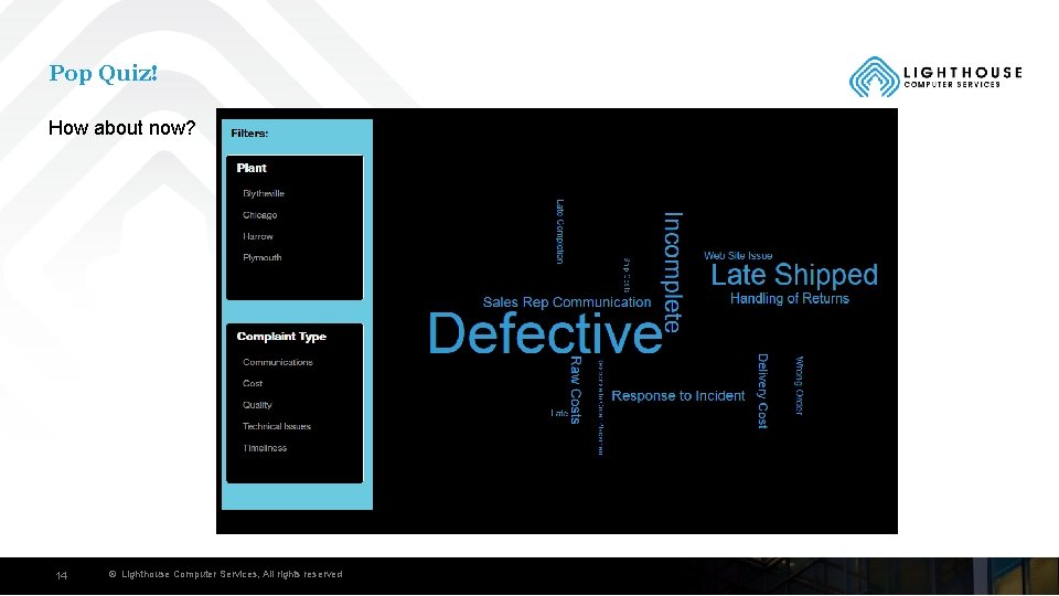 Pop Quiz! How about now? 14 © Lighthouse Computer Services, All rights reserved 