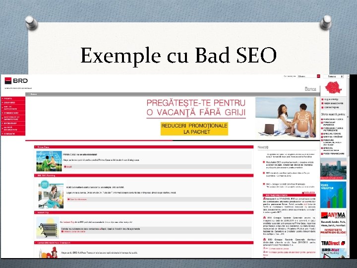 Exemple cu Bad SEO O BRD 