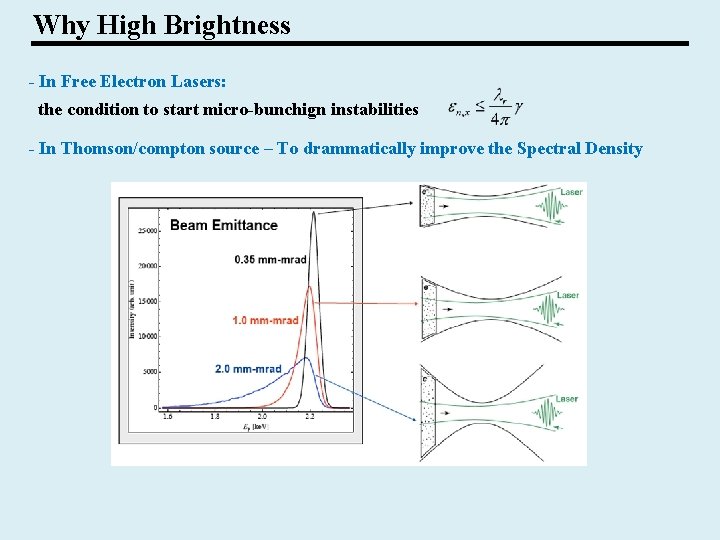 Why High Brightness - In Free Electron Lasers: the condition to start micro-bunchign instabilities