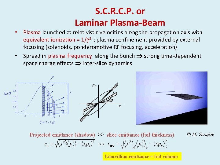 S. C. R. C. P. or Laminar Plasma-Beam • Plasma launched at relativistic velocities