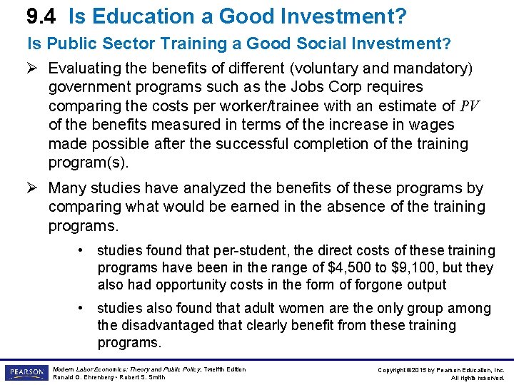 9. 4 Is Education a Good Investment? Is Public Sector Training a Good Social