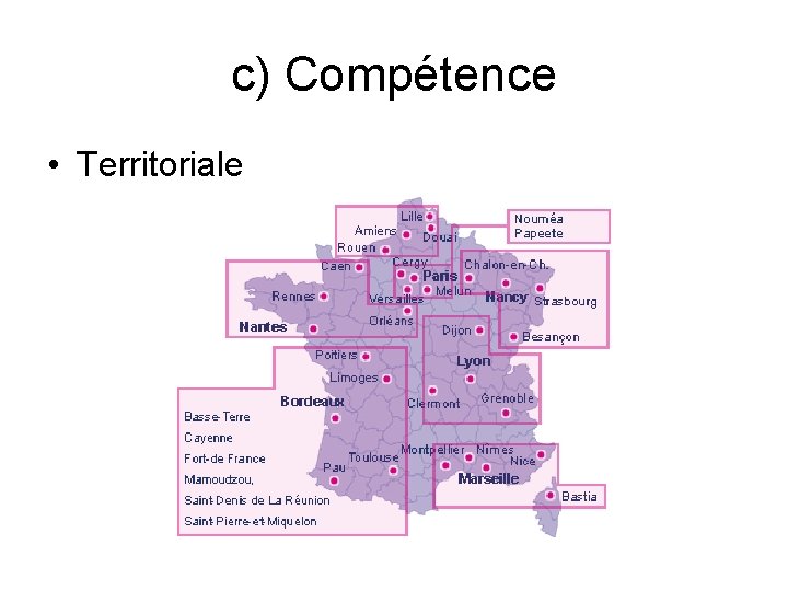 c) Compétence • Territoriale 