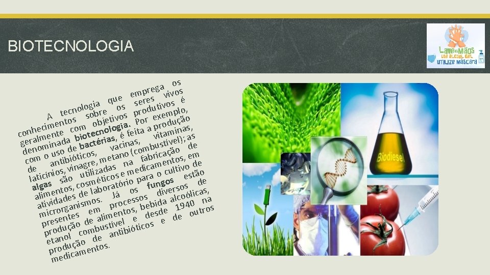 BIOTECNOLOGIA os a g pre vivos m e que seres os é a i
