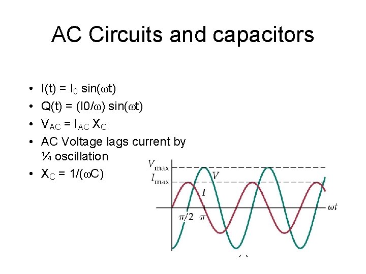 AC Circuits and capacitors • • I(t) = I 0 sin(ωt) Q(t) = (I