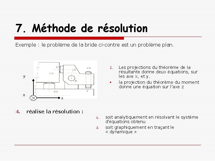 7. Méthode de résolution Exemple : le problème de la bride ci-contre est un