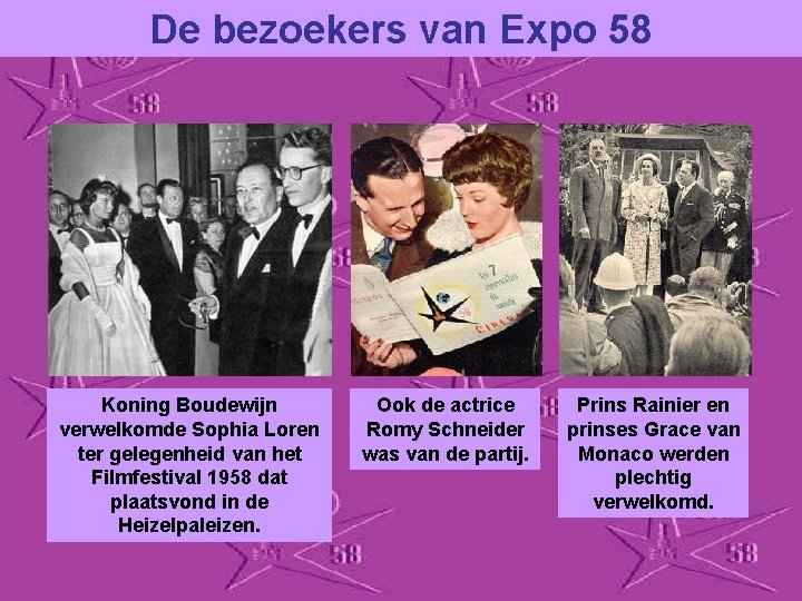 De bezoekers van Expo 58 Koning Boudewijn verwelkomde Sophia Loren ter gelegenheid van het