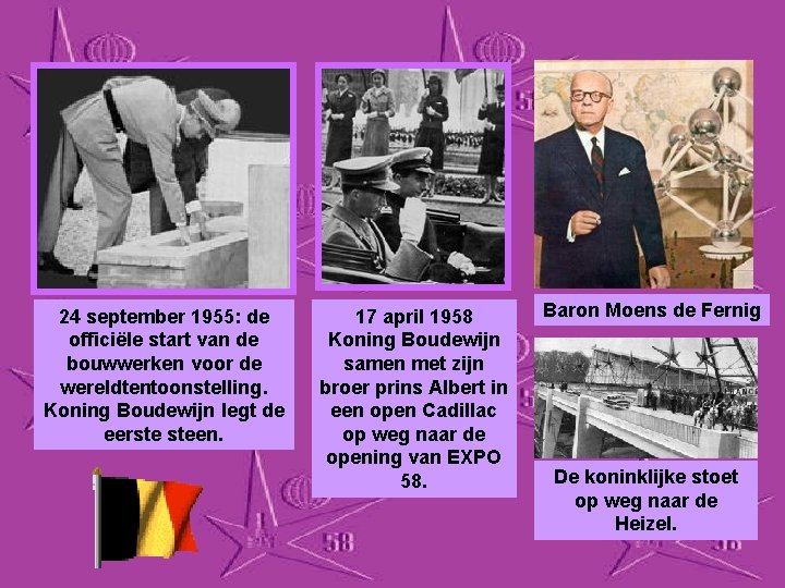 24 september 1955: de officiële start van de bouwwerken voor de wereldtentoonstelling. Koning Boudewijn