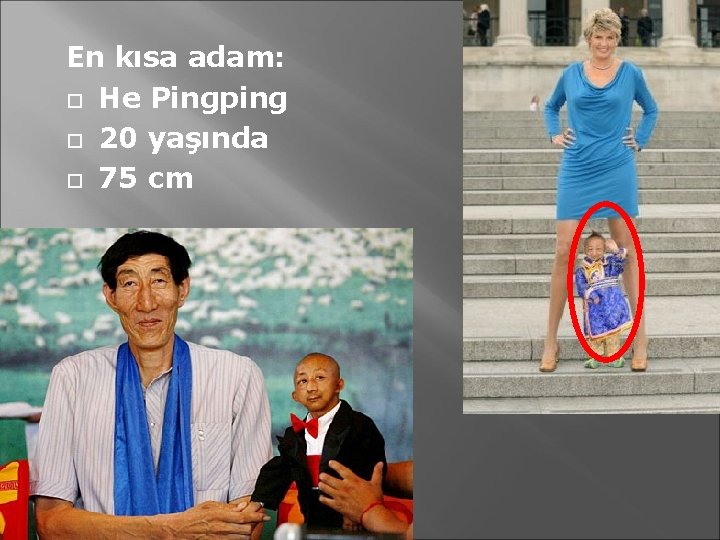 En kısa adam: He Pingping 20 yaşında 75 cm 