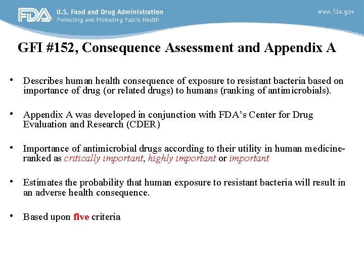 GFI #152, Consequence Assessment and Appendix A • Describes human health consequence of exposure