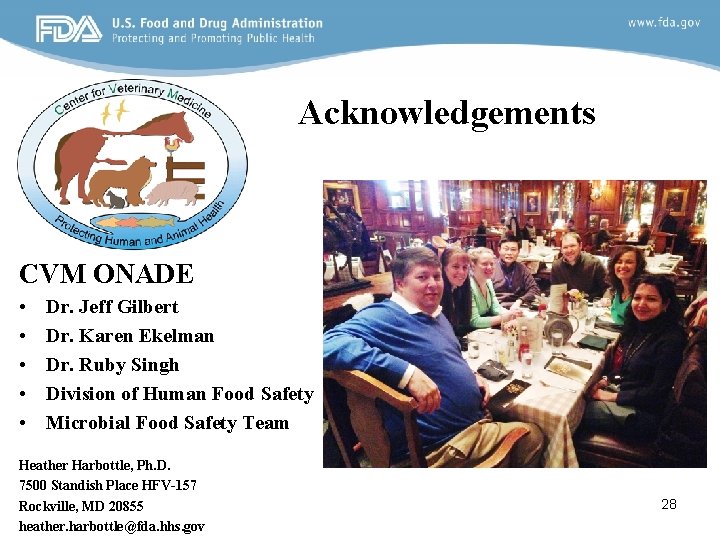 Acknowledgements CVM ONADE • • • Dr. Jeff Gilbert Dr. Karen Ekelman Dr. Ruby