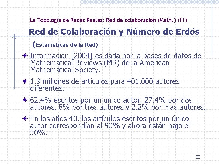 La Topología de Redes Reales: Red de colaboración (Math. ) (11) Red de Colaboración