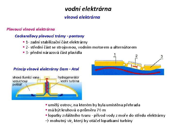 vodní elektrárna vlnová elektrárna Plovoucí vlnová elektrárna Cockerellovy plovoucí trámy - pontony § 1