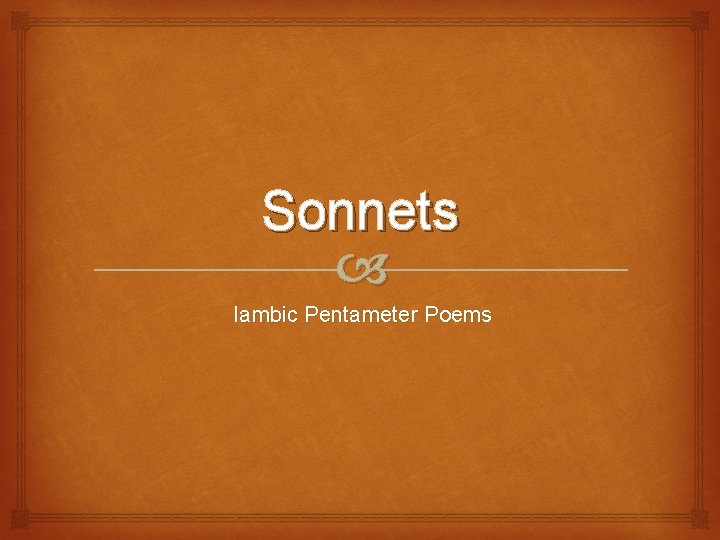 Sonnets Iambic Pentameter Poems 