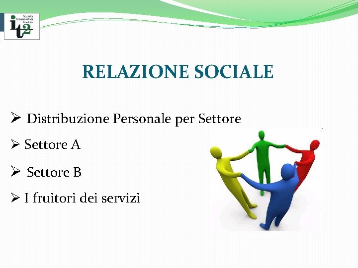 RELAZIONE SOCIALE Ø Distribuzione Personale per Settore Ø Settore A Ø Settore B Ø