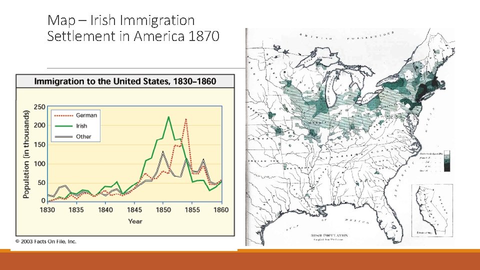 Map – Irish Immigration Settlement in America 1870 