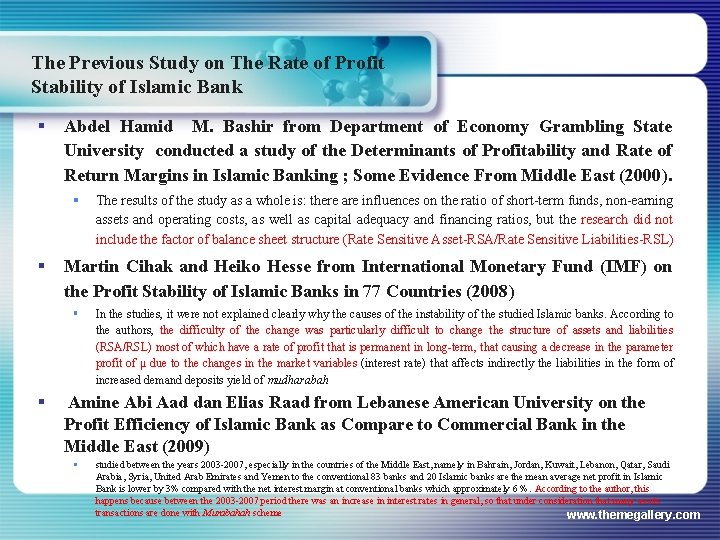 The Previous Study on The Rate of Profit Stability of Islamic Bank § Abdel